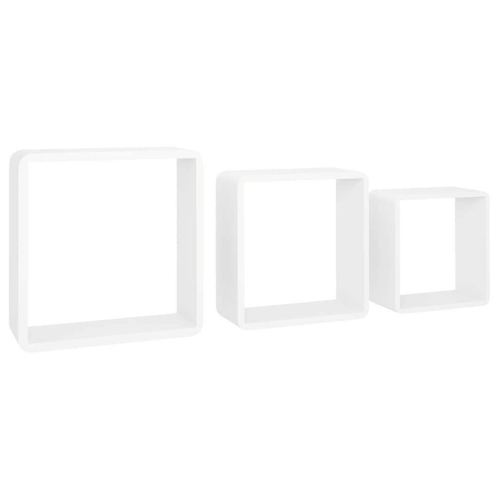 Wall Cube Shelves 3 pcs White MDF