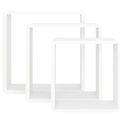 Wall Cube Shelves 3 pcs White MDF