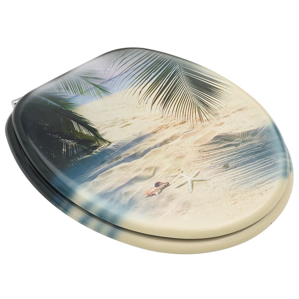 WC Toilet Seats with Lid 2 pcs MDF Beach Design