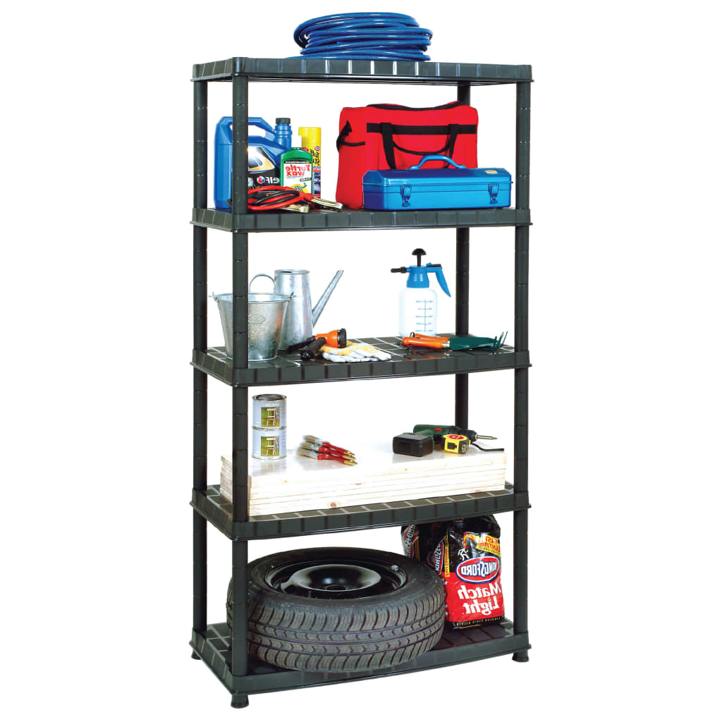 Storage Shelf 5-Tier Black 85x40x185 cm Plastic