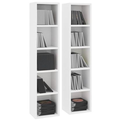 CD Cabinets 2 pcs White 21x16x93.5 cm Engineered Wood