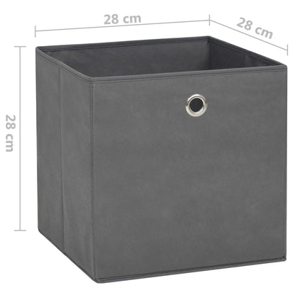 Storage Boxes 4 pcs Non-woven Fabric 28x28x28 cm Grey