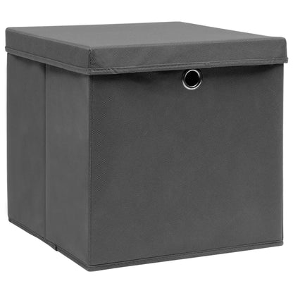 Storage Boxes with Covers 4 pcs 28x28x28 cm Grey