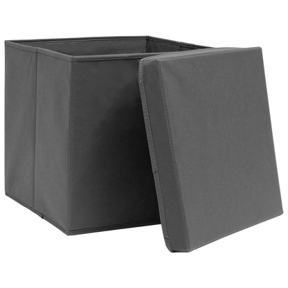 Storage Boxes with Covers 4 pcs 28x28x28 cm Grey