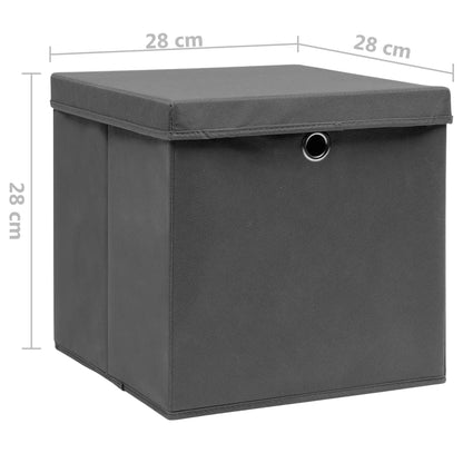 Storage Boxes with Covers 4 pcs 28x28x28 cm Grey