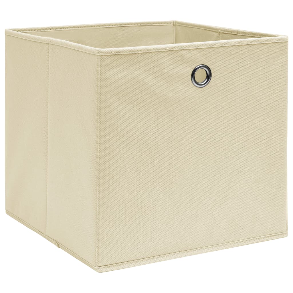 Storage Boxes 10 pcs Non-woven Fabric 28x28x28 cm Cream