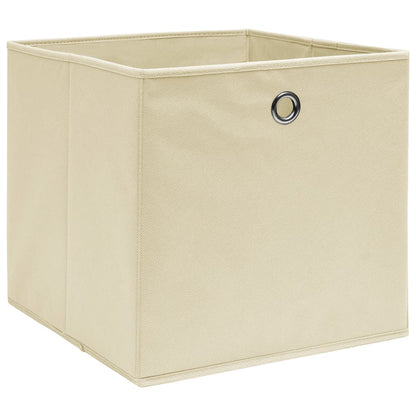 Storage Boxes 10 pcs Non-woven Fabric 28x28x28 cm Cream