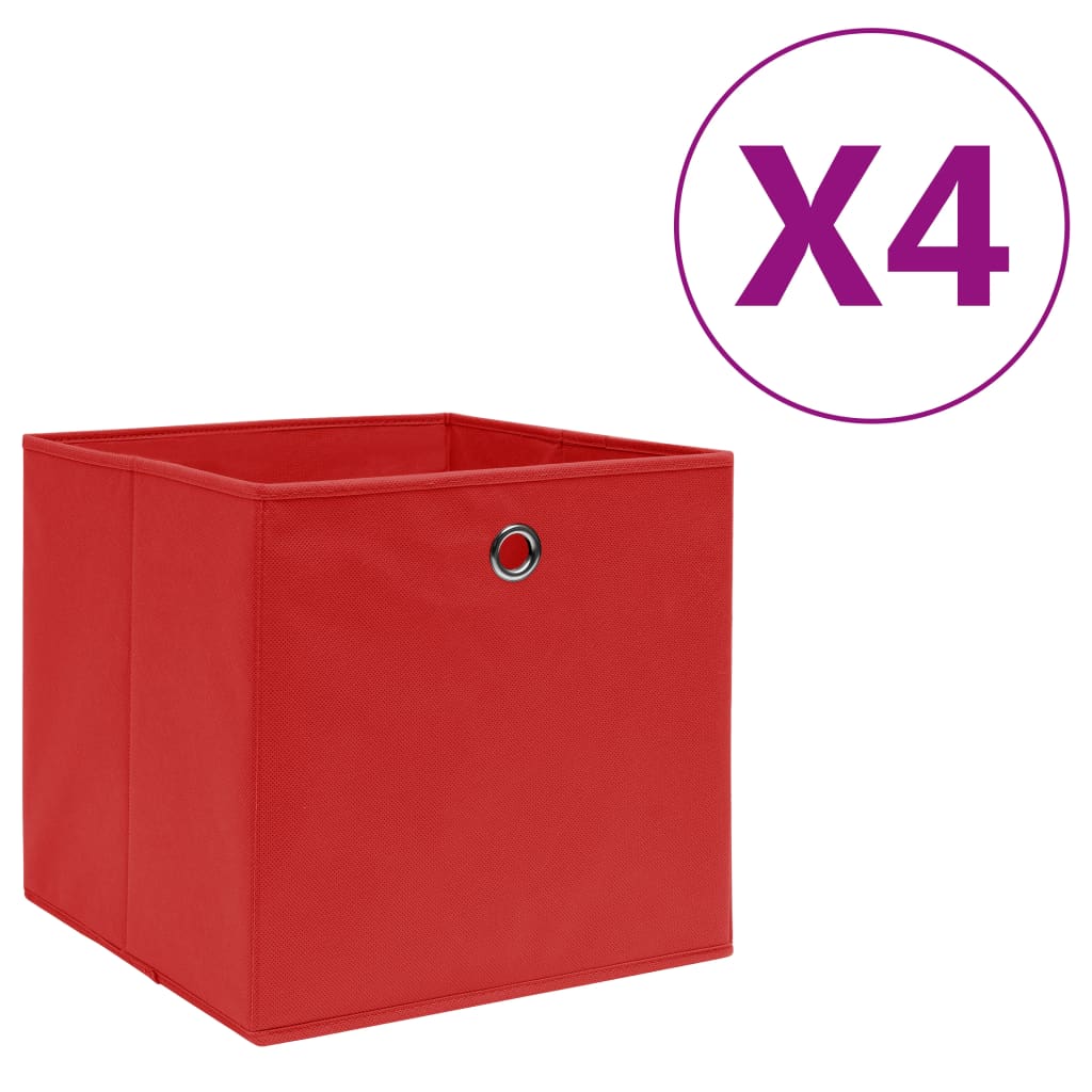 Storage Boxes 4 pcs Non-woven Fabric 28x28x28 cm Red