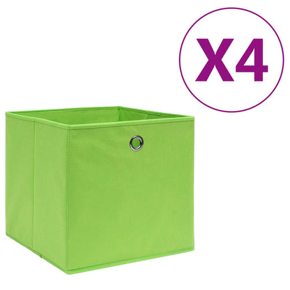 Storage Boxes 4 pcs Non-woven Fabric 28x28x28 cm Green