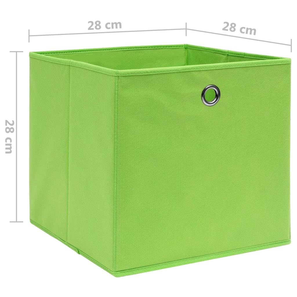 Storage Boxes 4 pcs Non-woven Fabric 28x28x28 cm Green