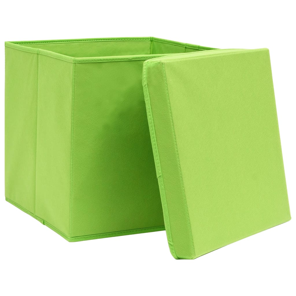 Storage Boxes with Covers 4 pcs 28x28x28 cm Green