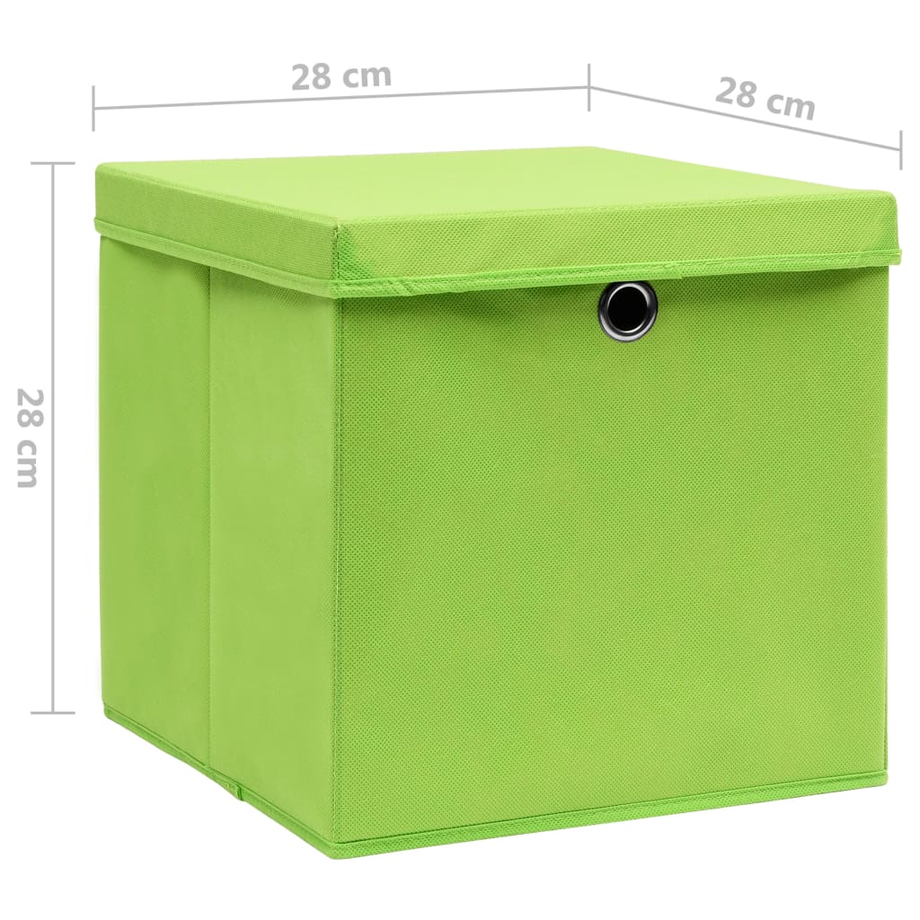 Storage Boxes with Covers 4 pcs 28x28x28 cm Green