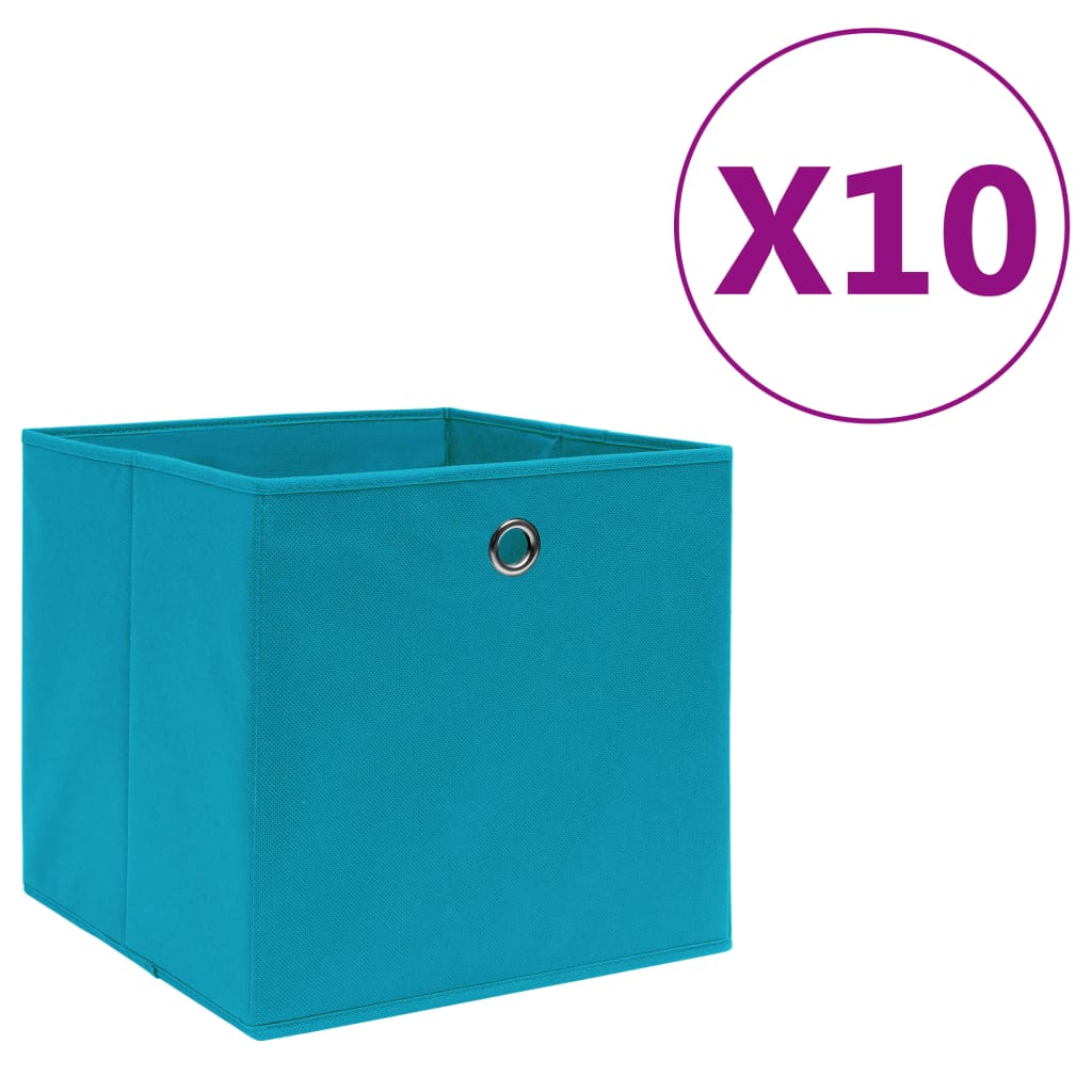 Storage Boxes 10 pcs Non-woven Fabric 28x28x28 cm Baby Blue