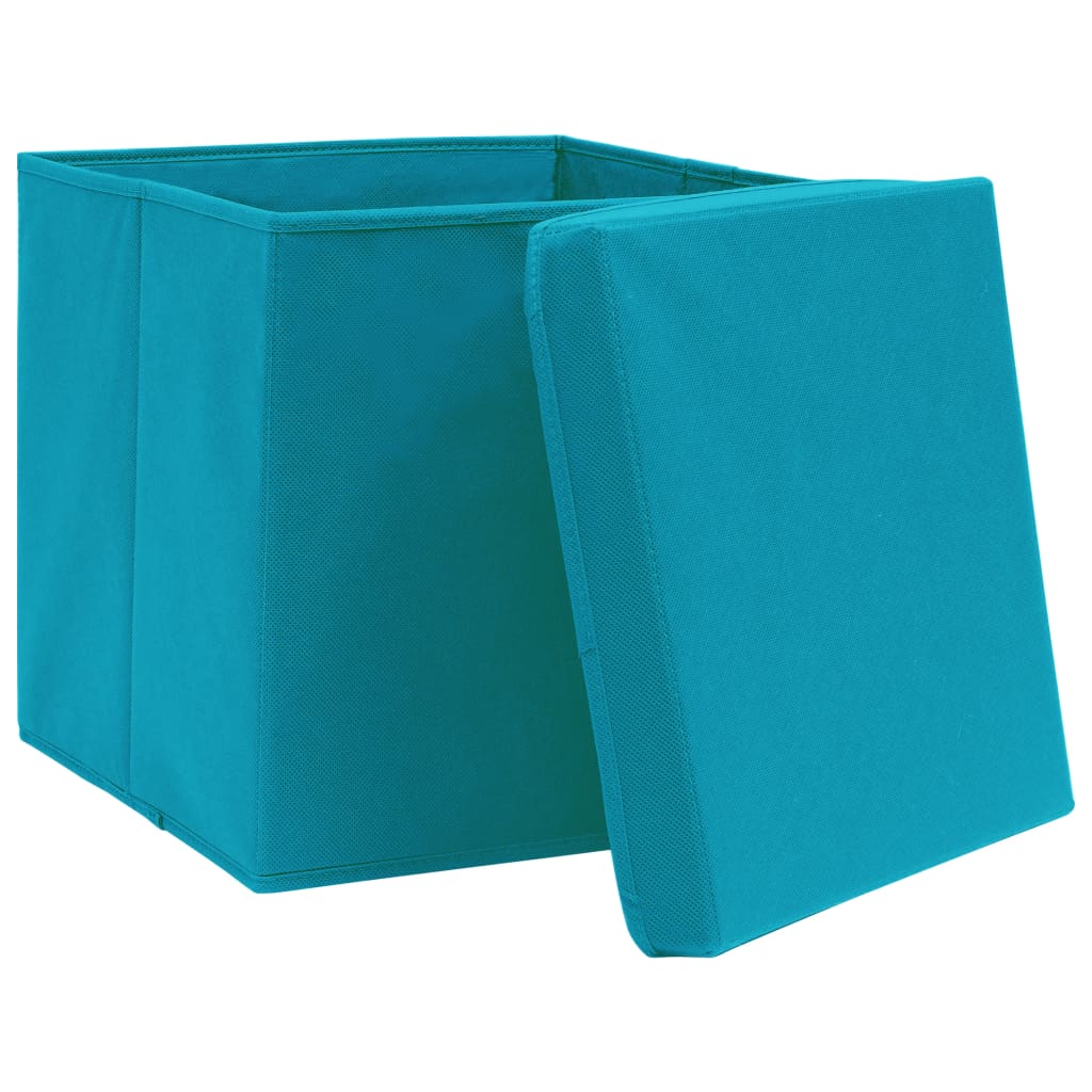 Storage Boxes with Covers 10 pcs 28x28x28 cm Baby Blue