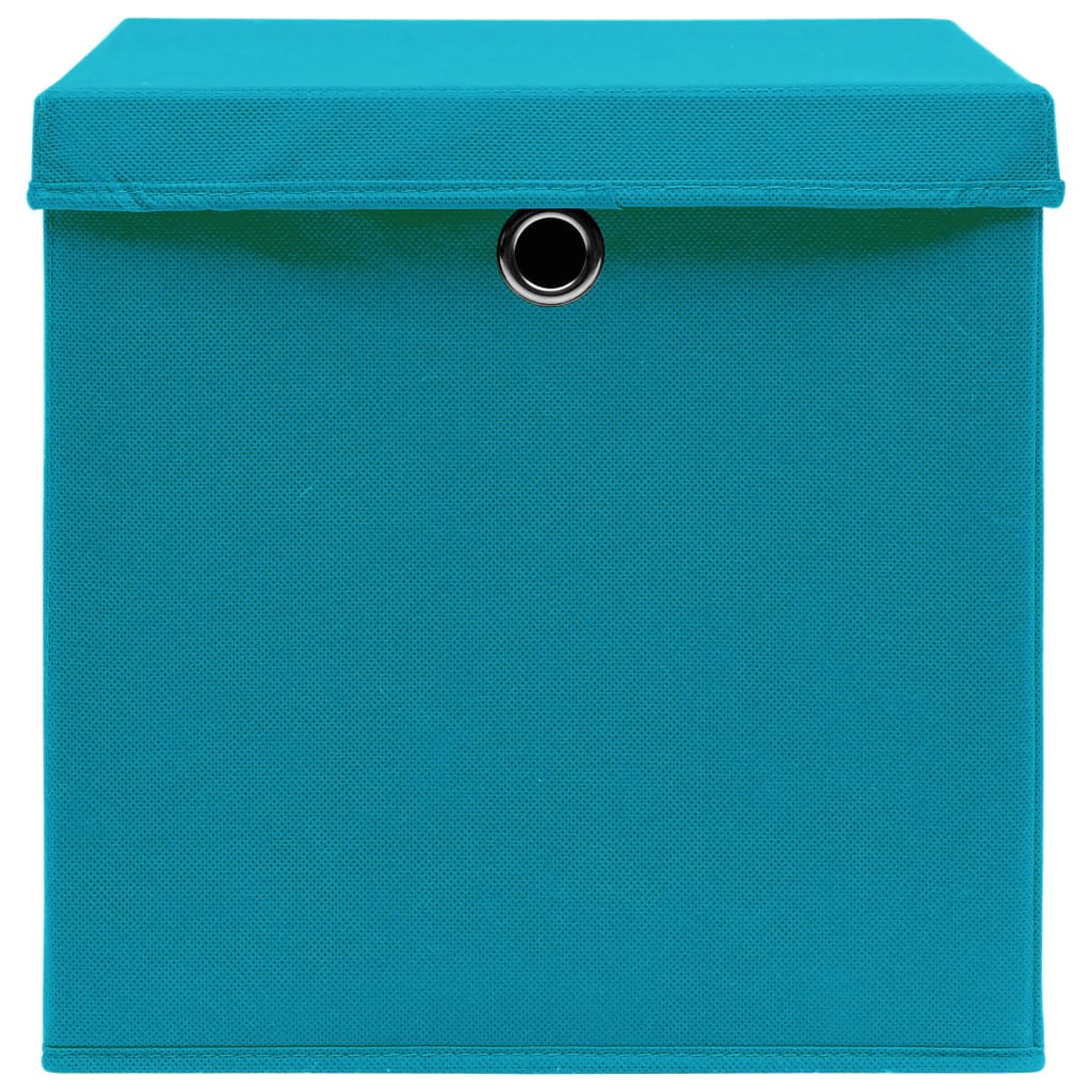 Storage Boxes with Covers 10 pcs 28x28x28 cm Baby Blue