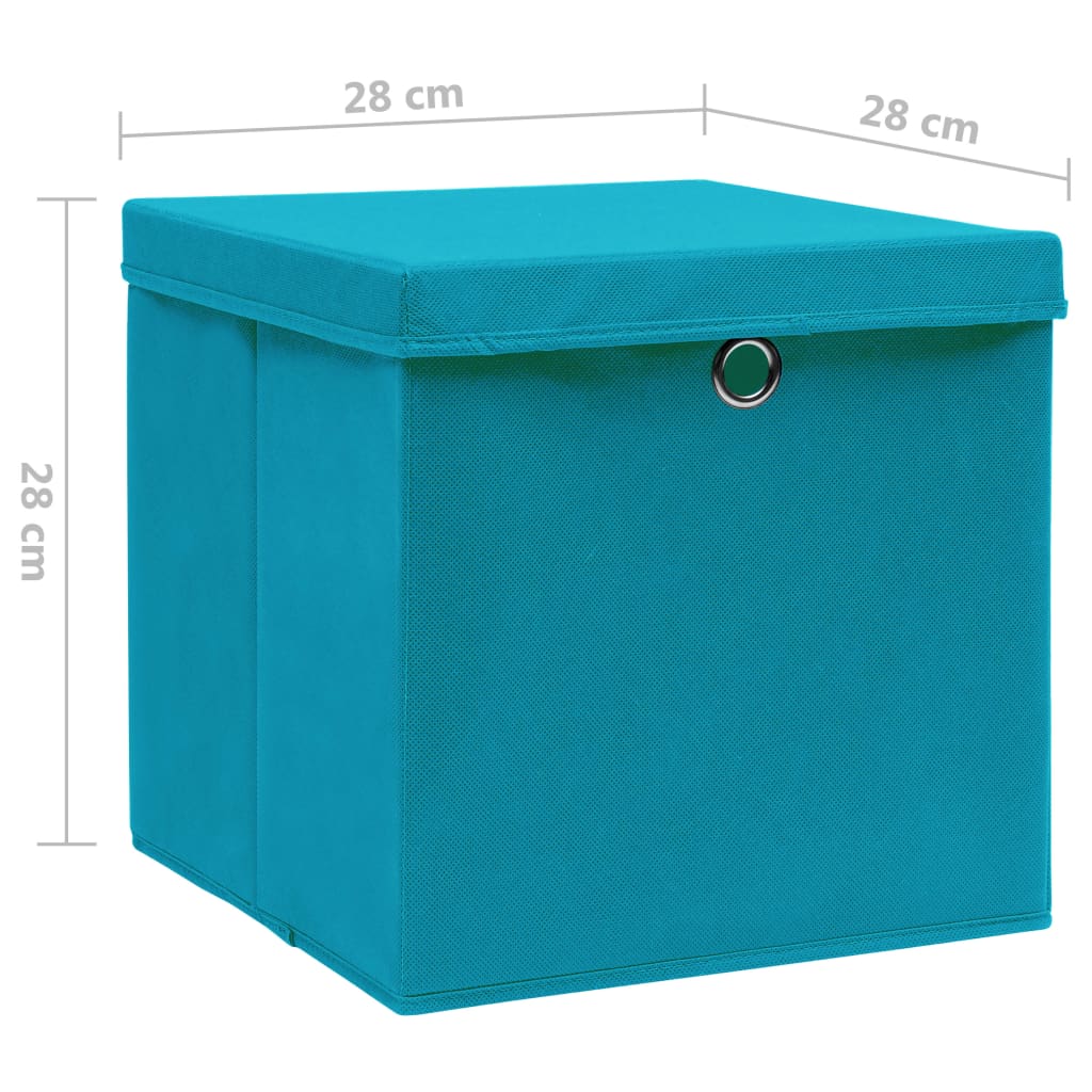 Storage Boxes with Covers 10 pcs 28x28x28 cm Baby Blue