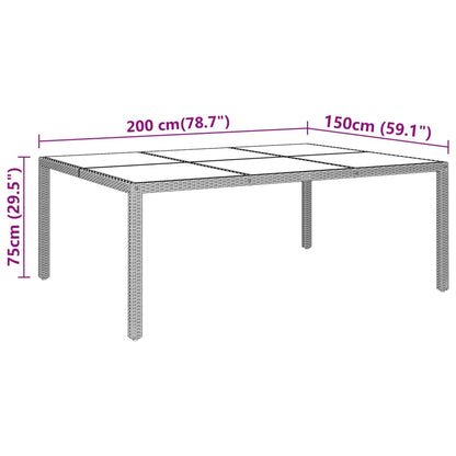 Garden Table 200x150x75 cm Tempered Glass and Poly Rattan Beige