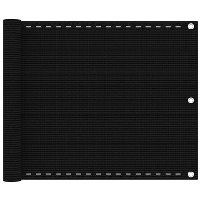 Balcony Screen Black 75x600 cm HDPE