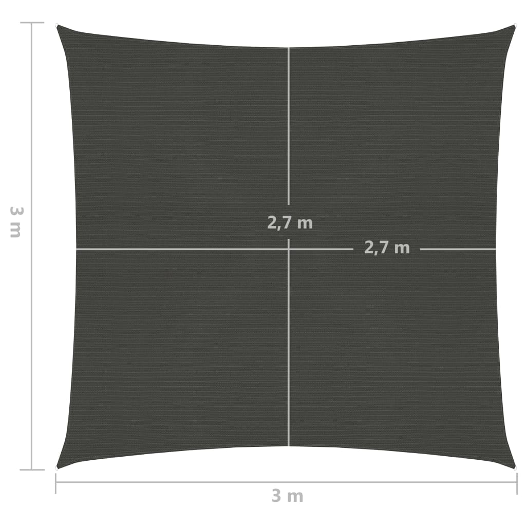 Sunshade Sail 160 g/m² Anthracite 3x3 m HDPE