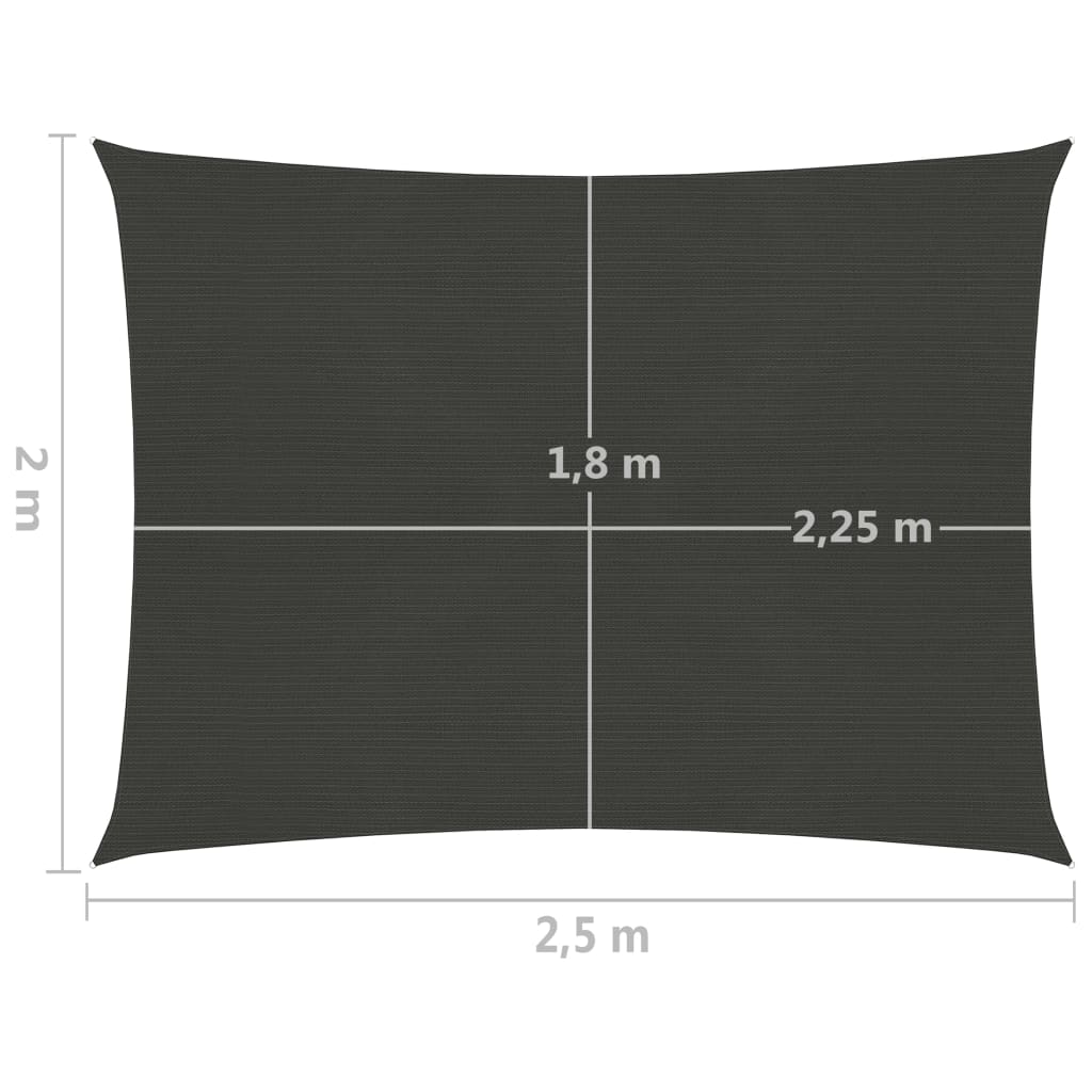 Sunshade Sail 160 g/m² Anthracite 2x2.5 m HDPE