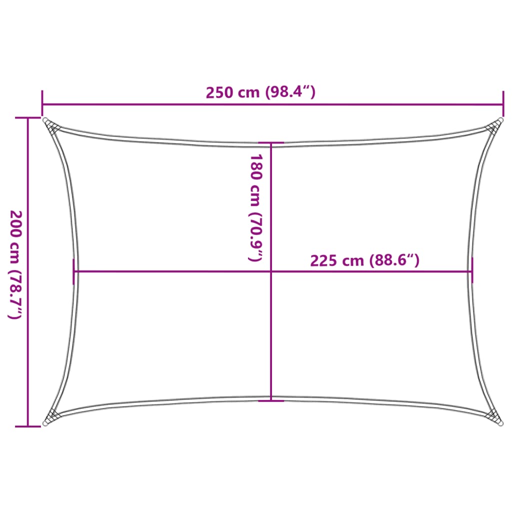 Sunshade Sail 160 g/m² Anthracite 2x2.5 m HDPE