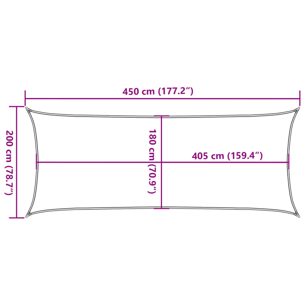 Sunshade Sail 160 g/m² Anthracite 2x4.5 m HDPE