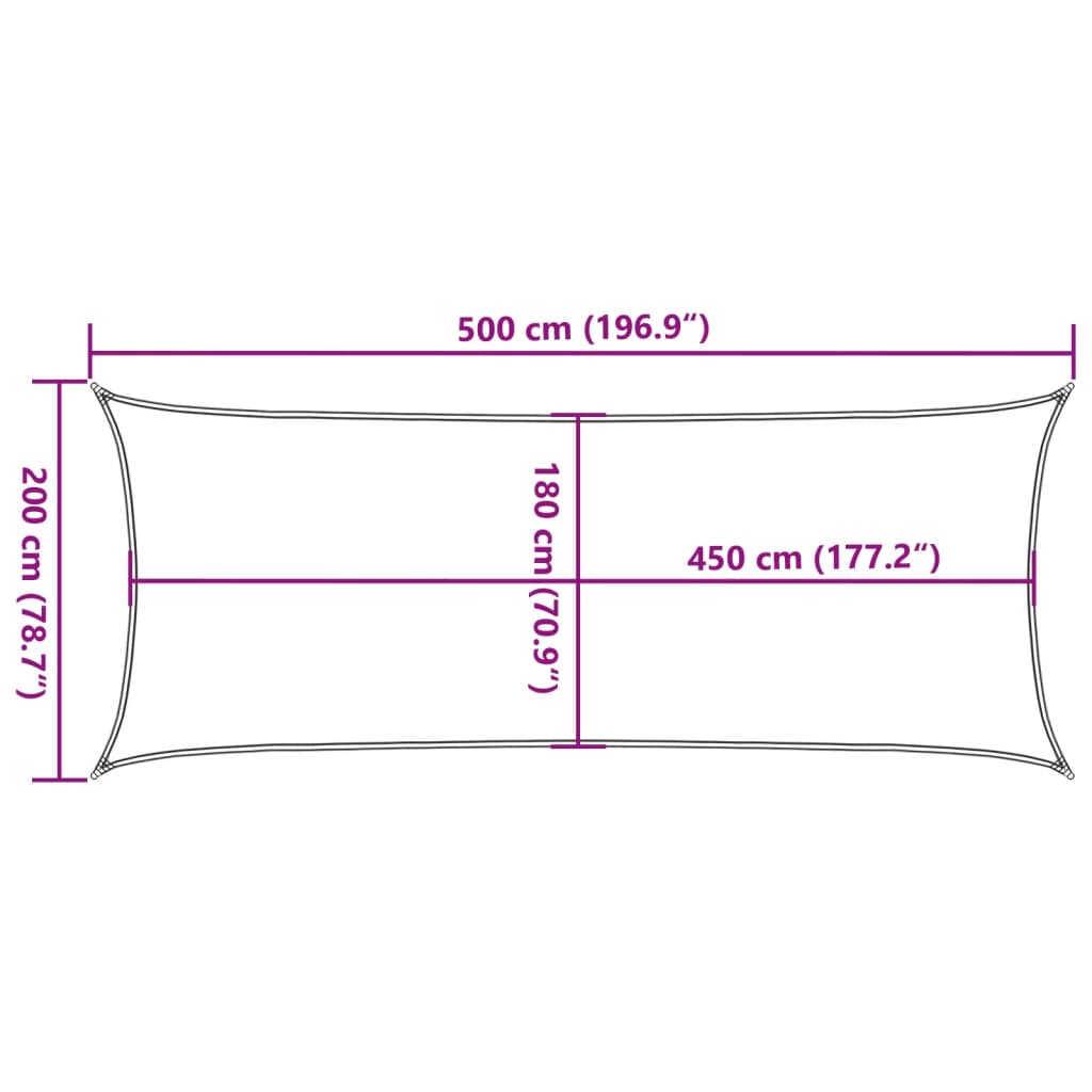 Sunshade Sail 160 g/m² Anthracite 2x5 m HDPE