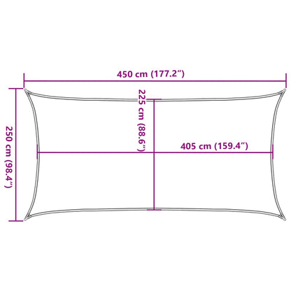 Sunshade Sail 160 g/m² Anthracite 2.5x4.5 m HDPE