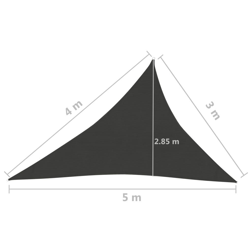 Sunshade Sail 160 g/m² Anthracite 3x4x5 m HDPE