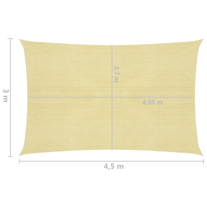 Sunshade Sail 160 g/m² Beige 3x4.5 m HDPE