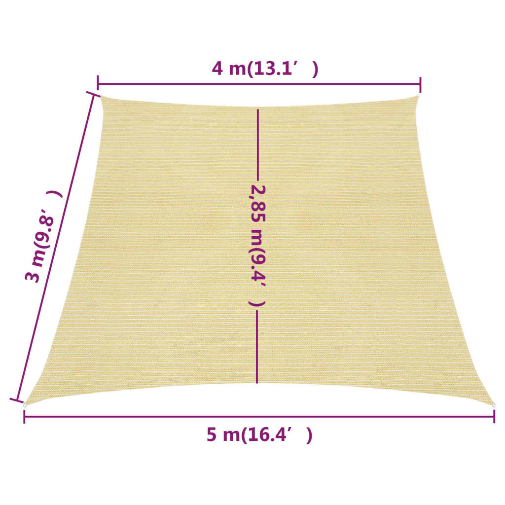 Sunshade Sail 160 g/m² Beige 4/5x3 m HDPE