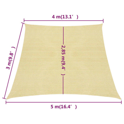 Sunshade Sail 160 g/m² Beige 4/5x3 m HDPE