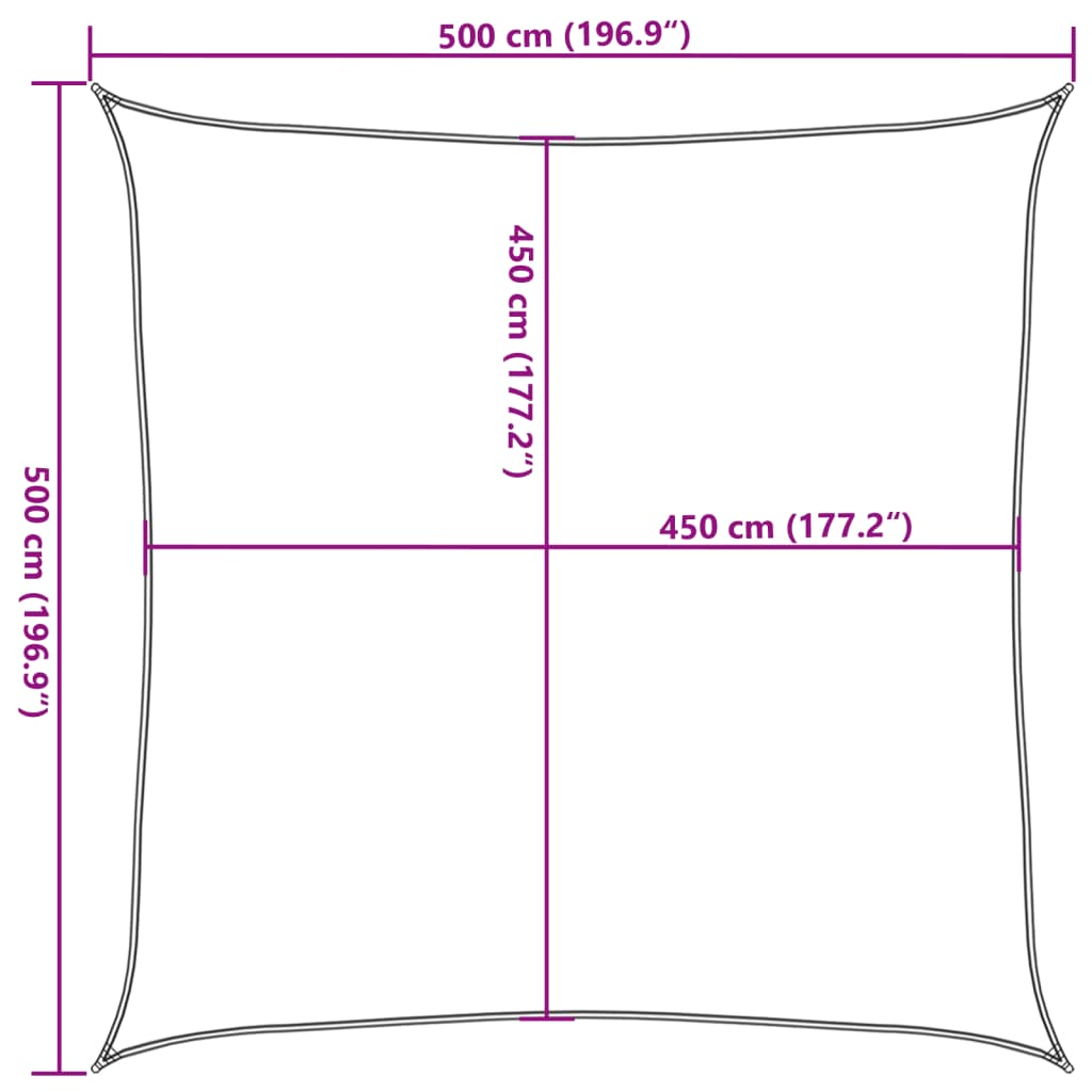 Sunshade Sail 160 g/m² Cream 5x5 m HDPE