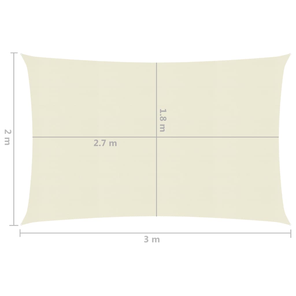 Sunshade Sail 160 g/m² Cream 2x3 m HDPE