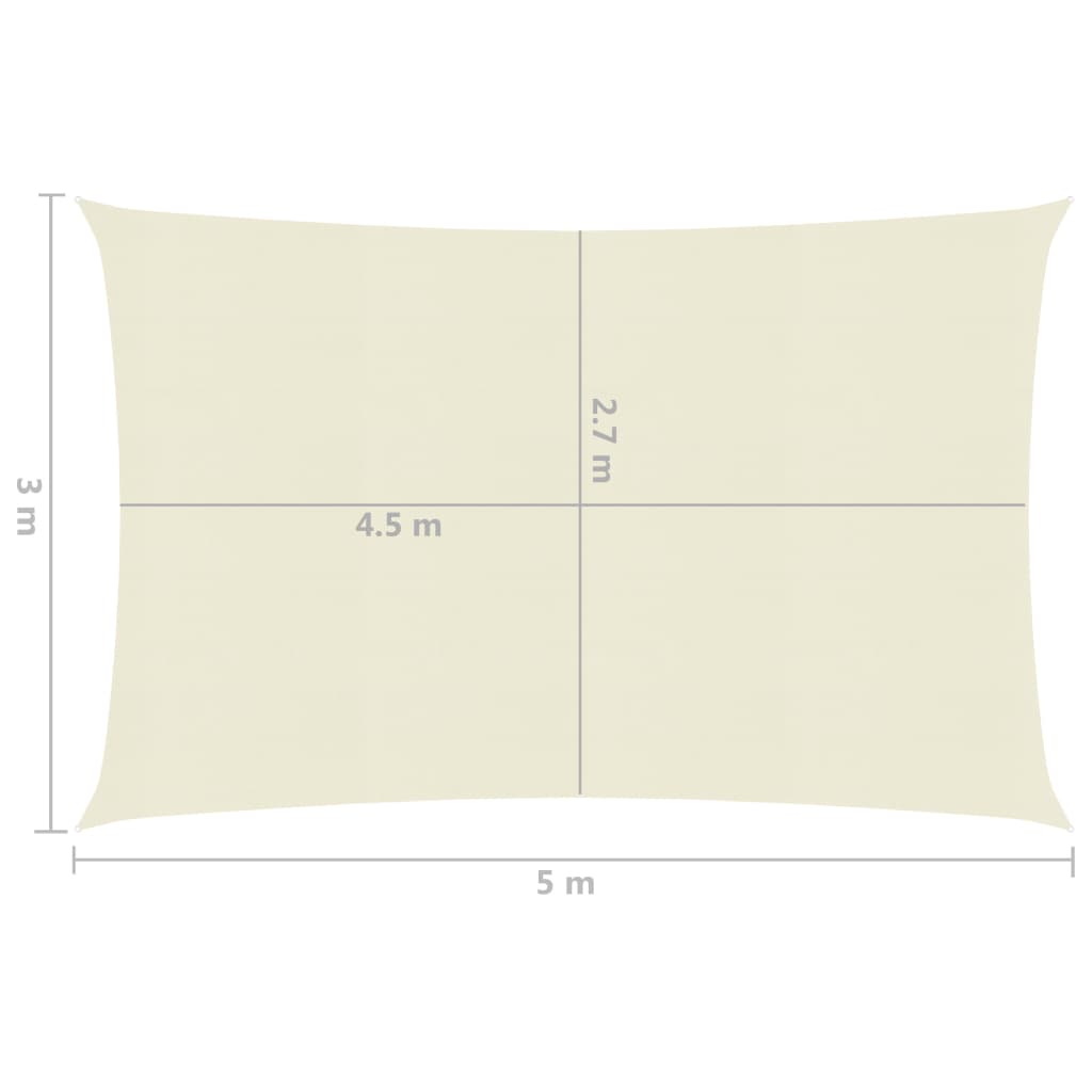 Sunshade Sail 160 g/m² Cream 3x5 m HDPE