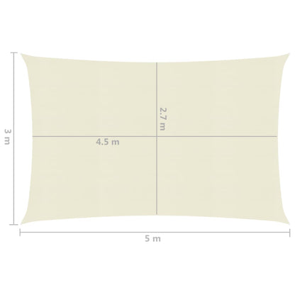 Sunshade Sail 160 g/m² Cream 3x5 m HDPE