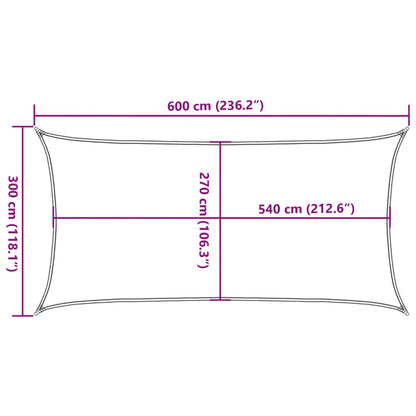 Sunshade Sail 160 g/m² Cream 3x6 m HDPE