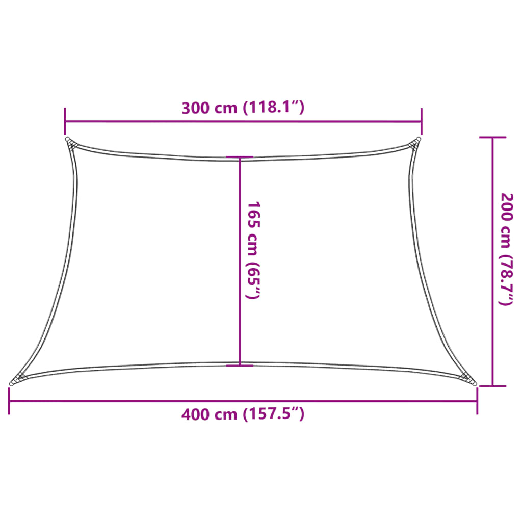 Sunshade Sail 160 g/m² Cream 3/4x2 m HDPE