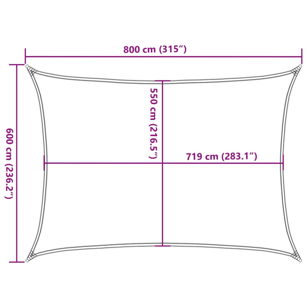 Sunshade Sail 160 g/m² Light Green 6x8 m HDPE