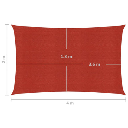 Sunshade Sail 160 g/m² Red 2x4 m HDPE