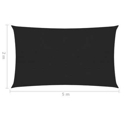 Sunshade Sail 160 g/m² Black 2x5 m HDPE