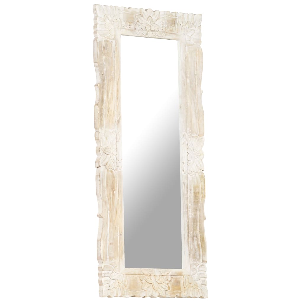 Mirror White 110x50 cm Solid Mango Wood