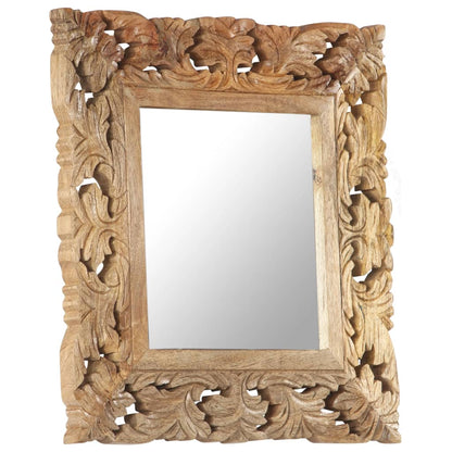 Hand Carved Mirror Brown 50x50 cm Solid Mango Wood