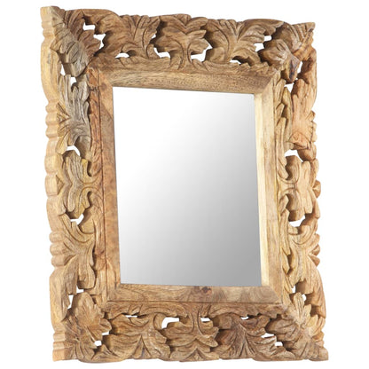 Hand Carved Mirror Brown 50x50 cm Solid Mango Wood