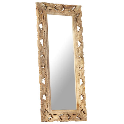 Hand Carved Mirror Brown 110x50 cm Solid Mango Wood