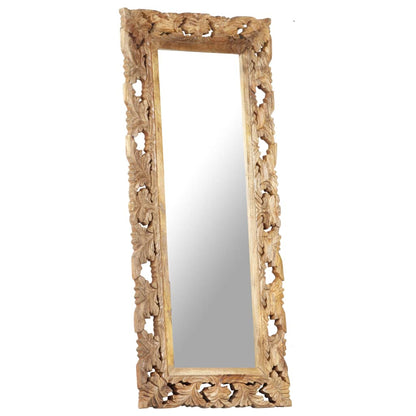 Hand Carved Mirror Brown 110x50 cm Solid Mango Wood