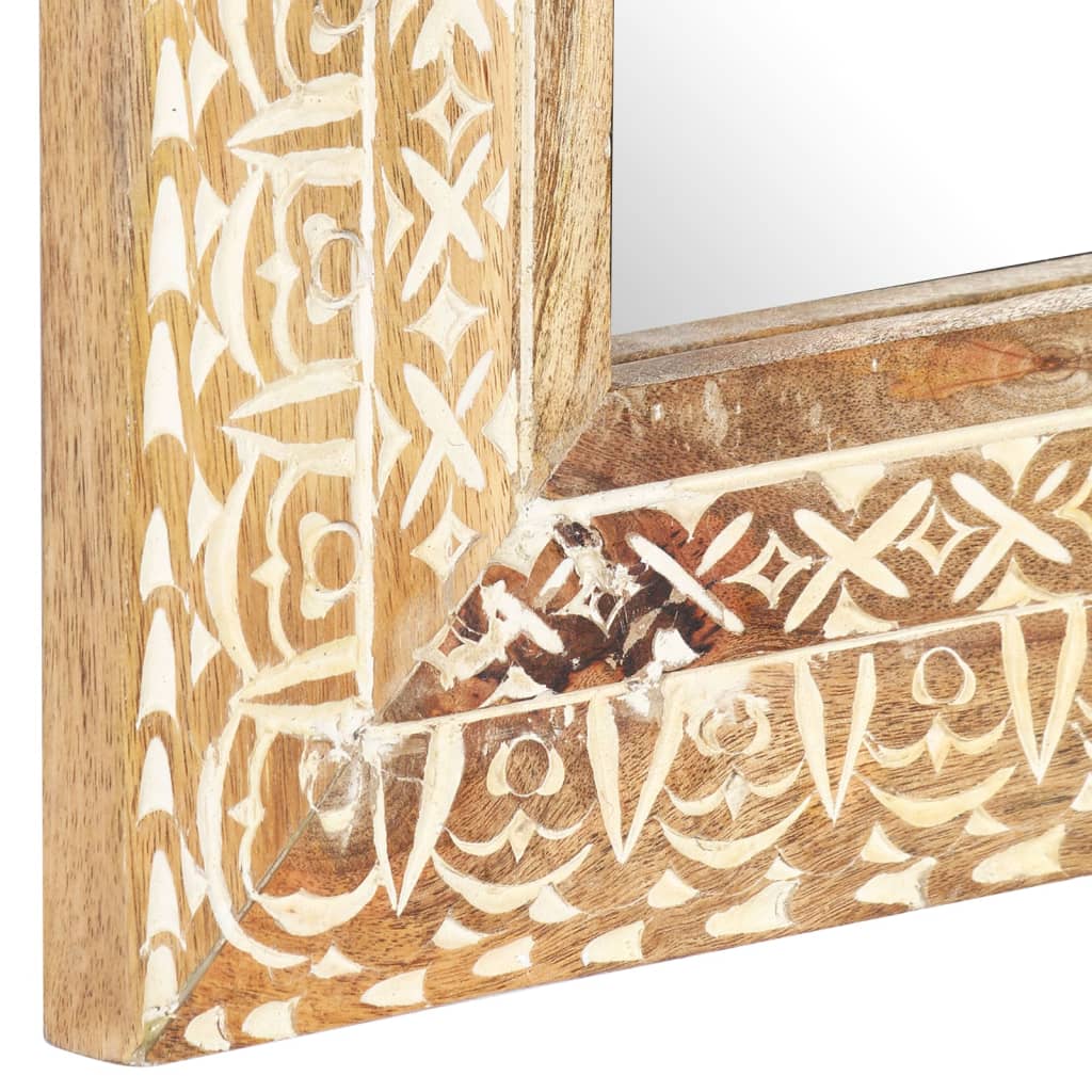 Hand-Carved Mirror 80x50x2.6 cm Solid Mango Wood