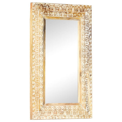 Hand-Carved Mirror 80x50x2.6 cm Solid Mango Wood