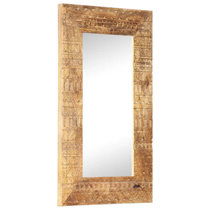 Hand-Carved Mirror 80x50x2.5 cm Solid Mango Wood