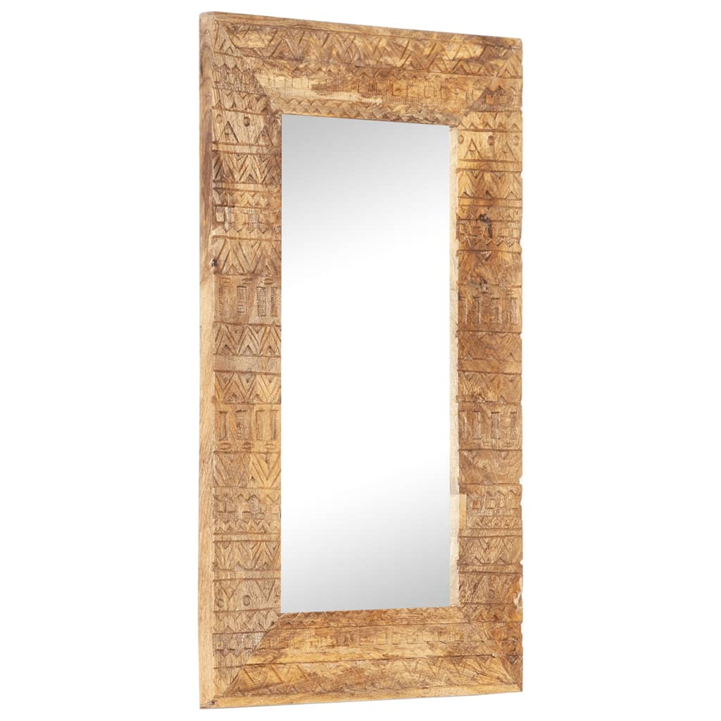 Hand-Carved Mirror 80x50x2.5 cm Solid Mango Wood